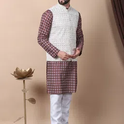 Anouk Men Printed Regular Kurta with Churidar image 4