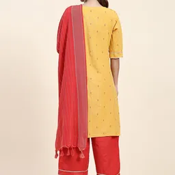 KALINI Ethnic Motifs Embroidered Regular Thread Work Kurta With Palazzos & Dupatta image 4