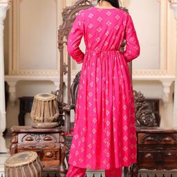 SIDDHANAM Round Neck Ethnic Motifs Printed Regular Mirror Work Kurta Set image 4