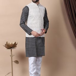 Anouk Men Printed Regular Kurta with Churidar image 4