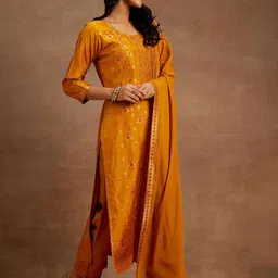 Libas Ethnic Motifs Woven Design Regular Kurta with Trousers & Dupatta image 4