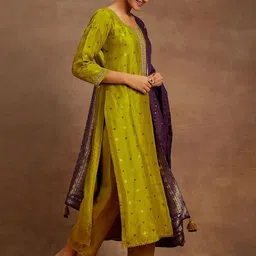 Libas Ethnic Motifs Woven Design Regular Kurta with Trousers & Dupatta image 4