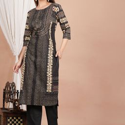 YASH GALLERY Ethnic Motifs Printed Regular Pure Cotton Kurta with Trousers & With Dupatta image 4