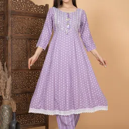 SINGNI Floral Printed Mirror Work Kurta with Trousers & With Dupatta image 4