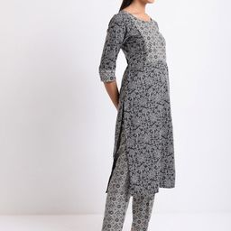 Vishudh Black Ethnic Motifs Printed Regular Kurta with Trousers & With Dupatta image 4