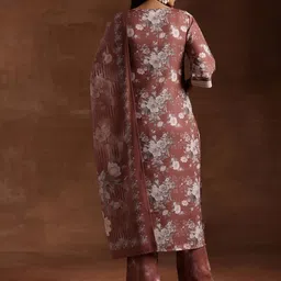 Libas Floral Printed Regular Thread Work Kurta with Trousers & With Dupatta image 5