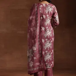 Libas Floral Printed Regular Thread Work Kurta with Trousers & With Dupatta image 5