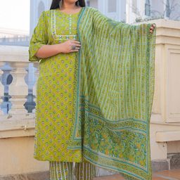 KALINI Floral Printed Kurta & Trousers With Dupatta image 5