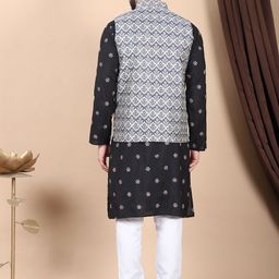 Anouk Men Floral Embroidered Regular Sequinned Kurta with Churidar image 5