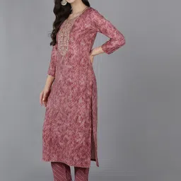 AHIKA Bandhani Embroidered Silk Blend Kurta with Trousers & With Dupatta image 5