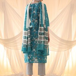Anouk Floral Printed Regular Pure Cotton Kurta with Trousers & Dupatta image 5