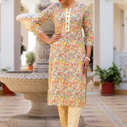 Varanga Floral Printed Regular Pure Cotton Kurta with Trouser-picture-55