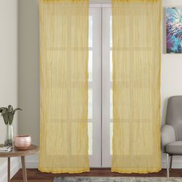 House of Pataudi Yellow Crinkled Cotton Curtain-image-18