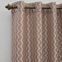 Ariana Coffee Brown & White Geometric Room Darkening Window Curtain-image-98