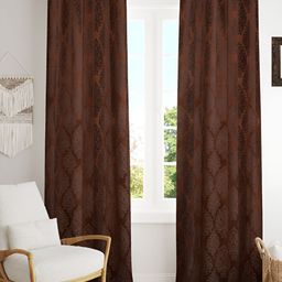 Kraftiq Homes Burnout Brown 2 Pieces Self Design Velvet Room Darkening Window Curtains-image-59