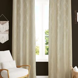 Kraftiq Homes Burnout Cream 2 Pieces Velvet Self Design Room Darkening Window Curtains-31