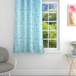 THE CONVERSION Turquoise Blue Floral Room Darkening Window Curtain-image-46