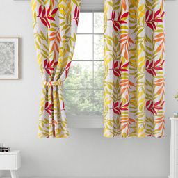 SWAYAM Omega White & Yellow Floral Printed Room Darkening Window Curtain-20