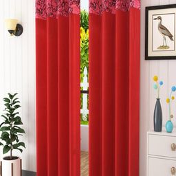 Homefab India Maroon & Black Set of 2 Window Curtains-13