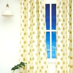 Ariana Olive Green & Cream-Coloured Floral Window Curtain-42