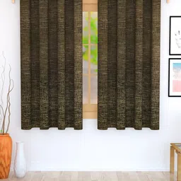Story@home Brown Jacquard Textured Single Window Curtain-23
