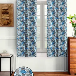 Cortina Blue & Grey Set of 2 Window Curtain-24