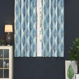 Homefab India Blue Set of 2 Floral Window Curtain-image-28
