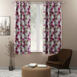 BIANCA Set of 2 Beige & Pink Floral Window Curtain-10