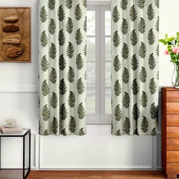 Aura Green & Off White 2Pcs Quirky Window Curtain-image-92