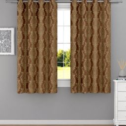 Raymond Home Brown & Gold-Toned 2 Pcs Ethnic Motifs Window Curtains-image-56