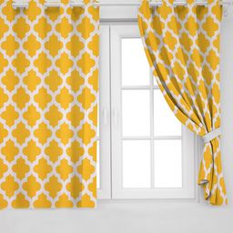 HOMEMONDE Yellow & White Floral Window Curtain-39