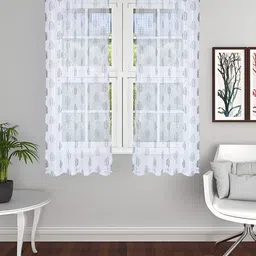 THE CONVERSION Coffee Brown 2 Pieces Floral Sheer Window Curtains-image-68