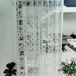 Homefab India White Sheer Window Curtain-47