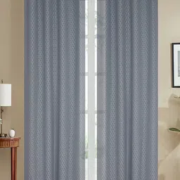 Aura Grey 2 Pieces Self Design Eyelet Window Sheer Curtains-image-82