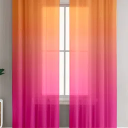 HOMADORN Orange & Pink Set of 2 Sheer Window Curtain-6