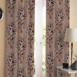 REYANSH DECOR Brown and White 2 Pieces Floral Door Curtains-14