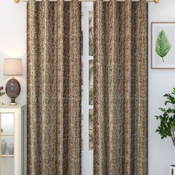 Aura Brown & White 2 Pieces Floral Printed Door Curtain-picture-17