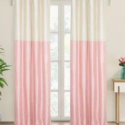 Home Centre 2 Pcs Pink & White Colourblocked Door Curtain-image-13
