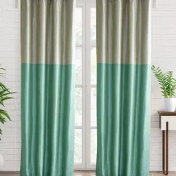 Home Centre 2 Pcs Green & Silver-TonedColourblocked Door Curtain-image-84