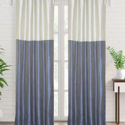 Home Centre Blue & White 2 Pieces Colourblocked Door Curtains-image-42