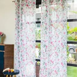 URBAN SPACE Set Of 2 Pink & White Floral Printed Door Curtain-image-19