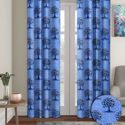 Aura Blue 2 Pieces Floral Door Curtains-image-126