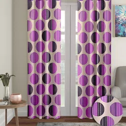 Aura Purple & Beige 2 Pieces Geometric Door Curtains-image-93