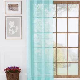 Story@home Blue Solid Sheer Door Curtain-43