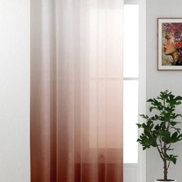 HOMADORN Brown & White Sheer Door Curtain-50