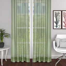 THE CONVERSION Green 2 Pieces Sheer Door Curtains-image-46