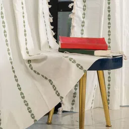 URBAN SPACE White & Green Embroidered Door Curtain-image-56