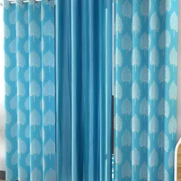 Kraftiq Homes  Marble Aqua Blue & White 3 Pieces  Ethnic Motifs Regular Door Curtains-48