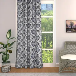 THE CONVERSION Blue & White Ethnic Motifs Room Darkening Door Curtain-image-83