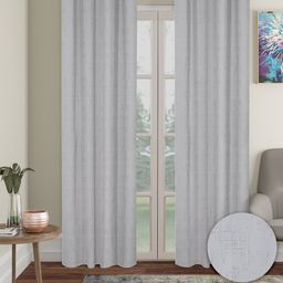 Aura White Self Design 2 Pcs Polyester Solid Blackout Long Door Curtains-18